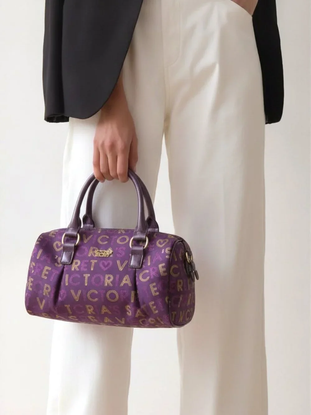 New Victoria's Secret gold/purple embroidered handbag